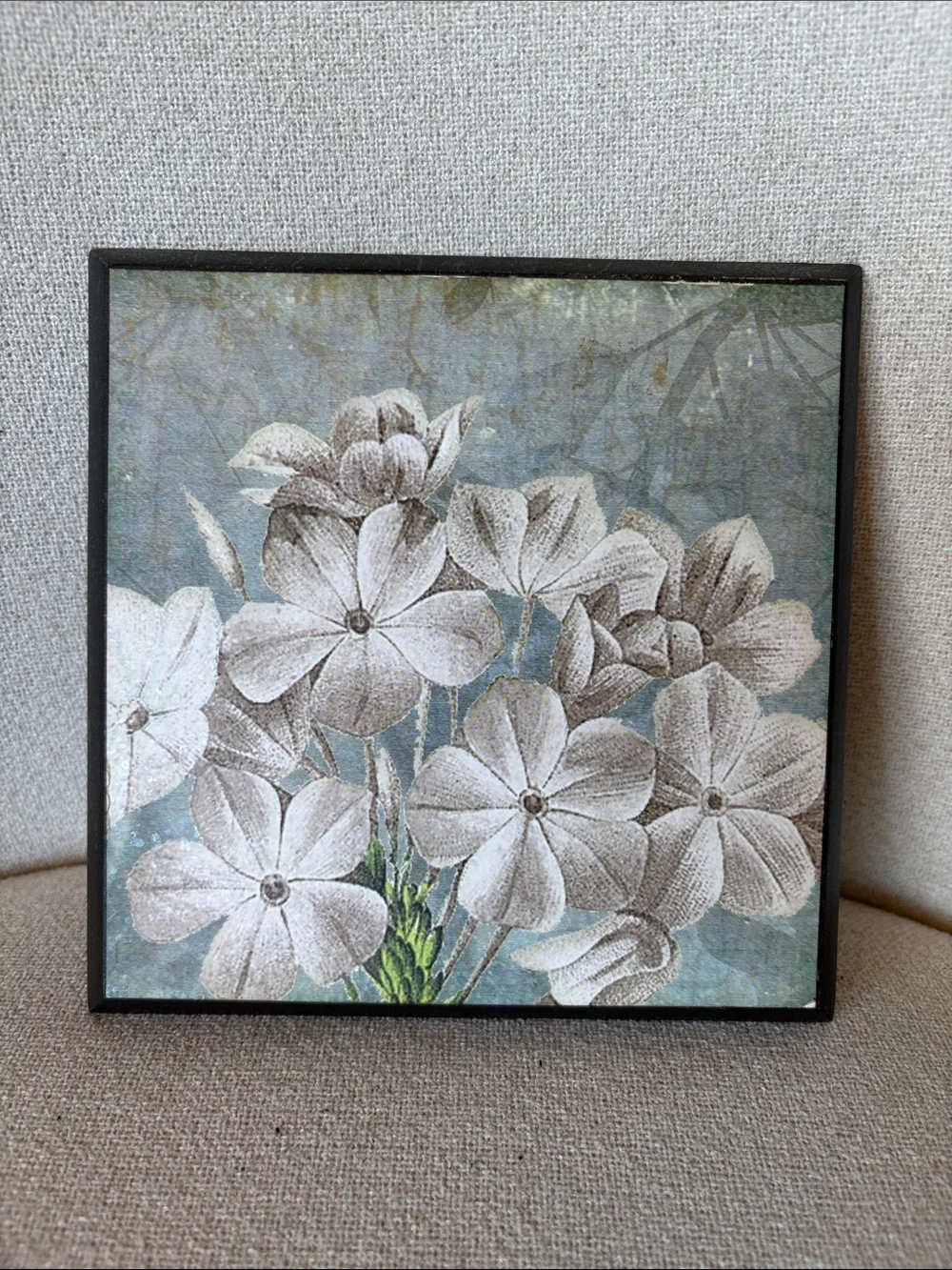 Vintage Muted Blue-Grey Framed Botanical Art Print
